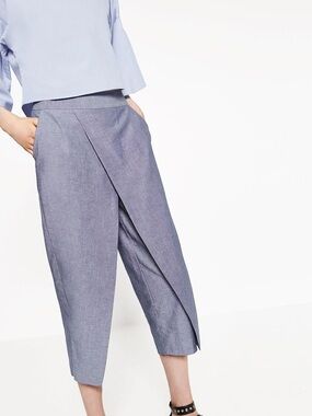 Zara Basics Asymmetrical Side-Wrap Slacks